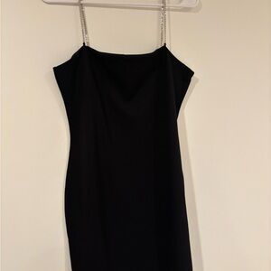 H&M Black Strapless Slip Dress with Crystal Straps